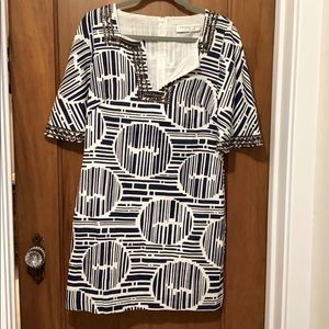 Trina Turk Beaded Geometric Shift Dress
